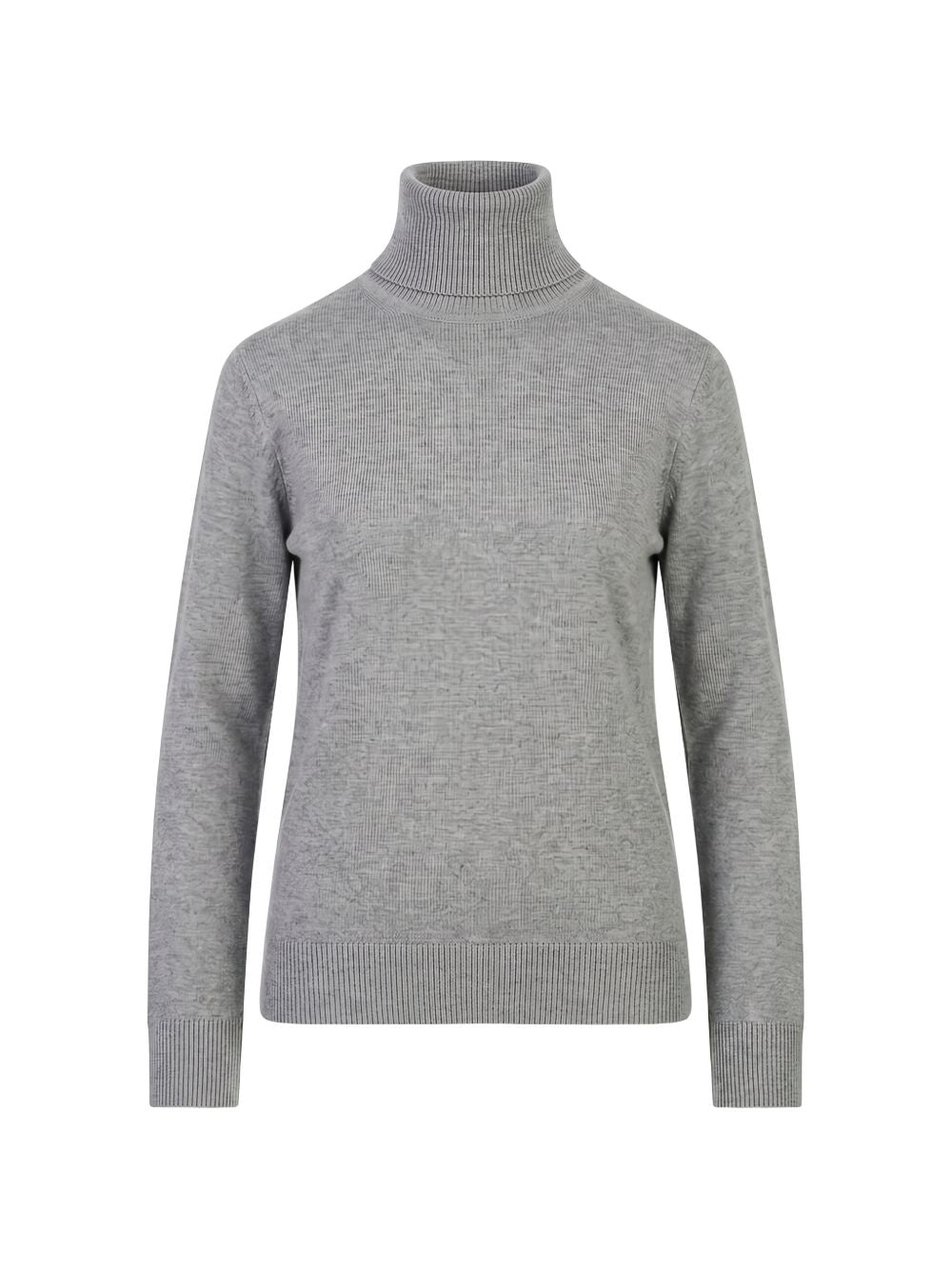 S MAX MARA Maglia a collo alto in lana grigio con toppe 