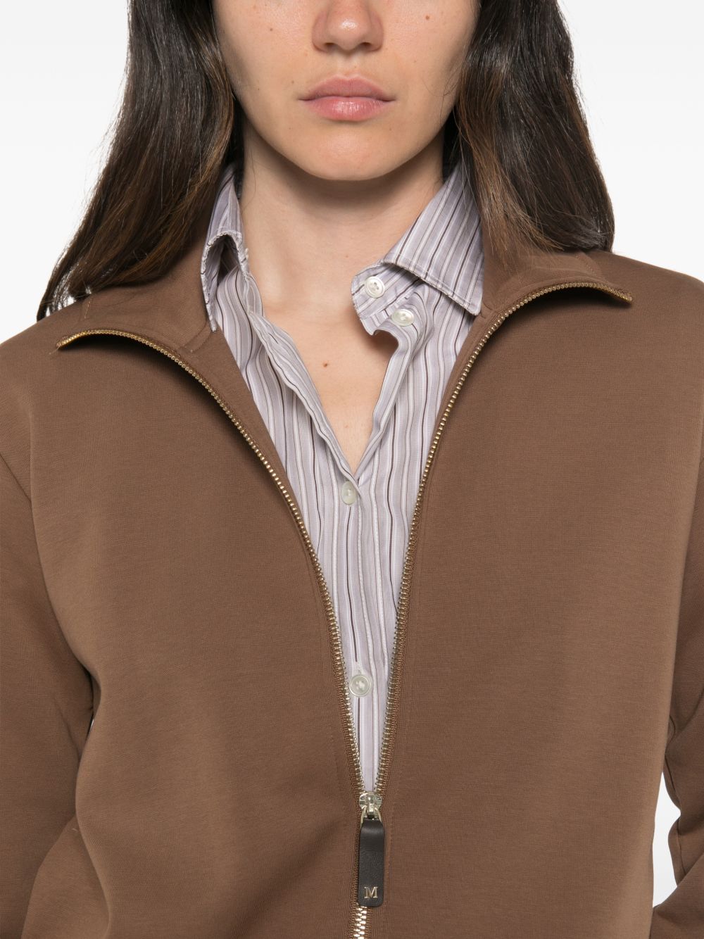 S MAX MARA Felpa color cammello con zip 