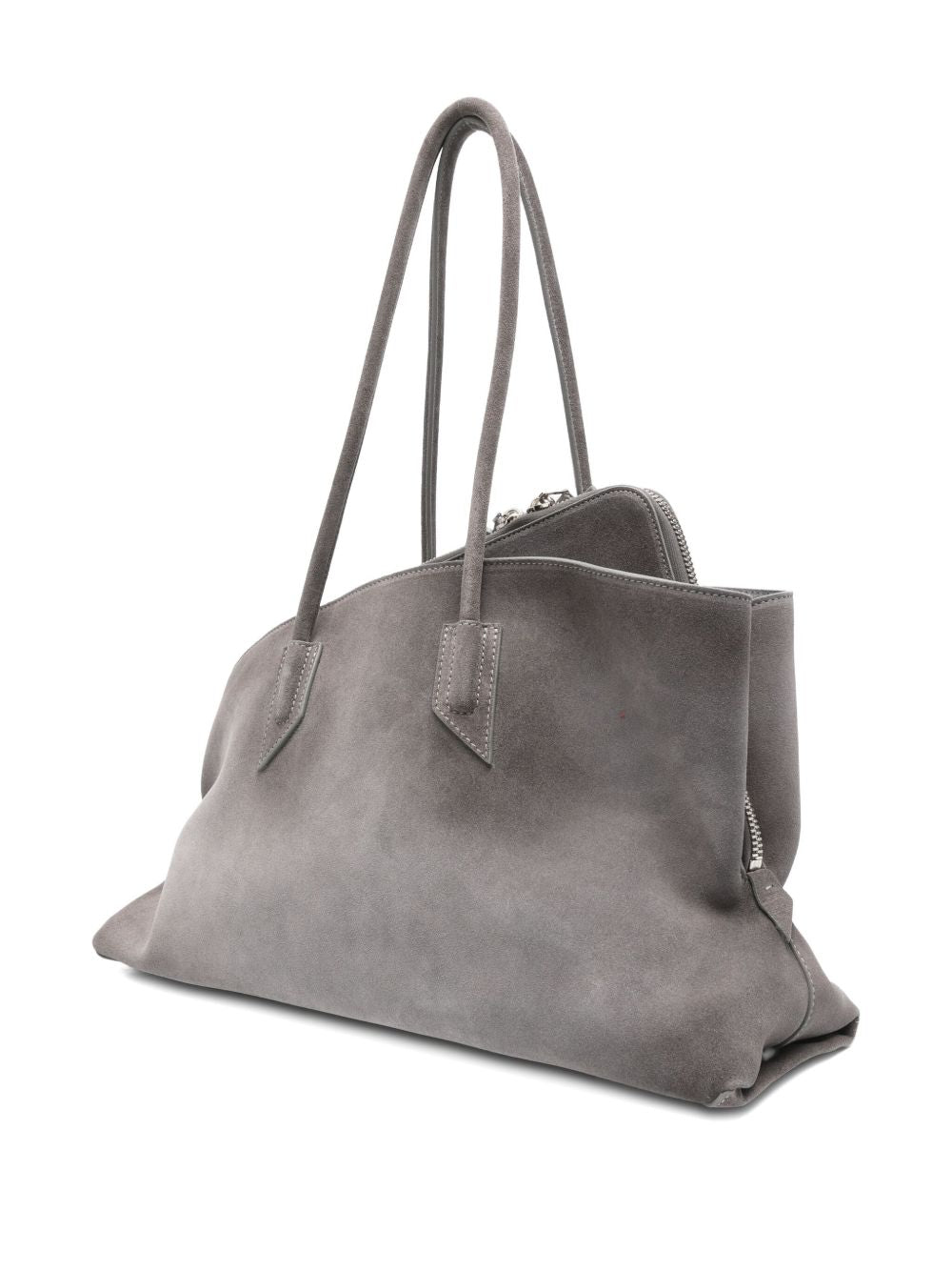THE ATTICO Borsa a spalla La Passeggiata Medium in suede grigio 