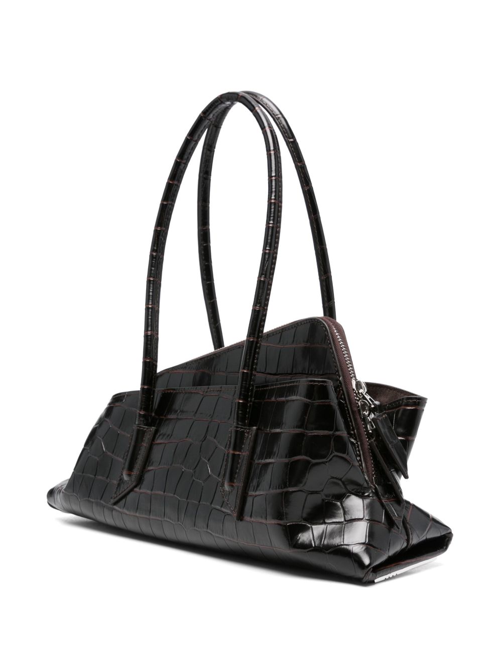 THE ATTICO Borsa a spalla La Passeggiata Small in pelle marrone cocco 