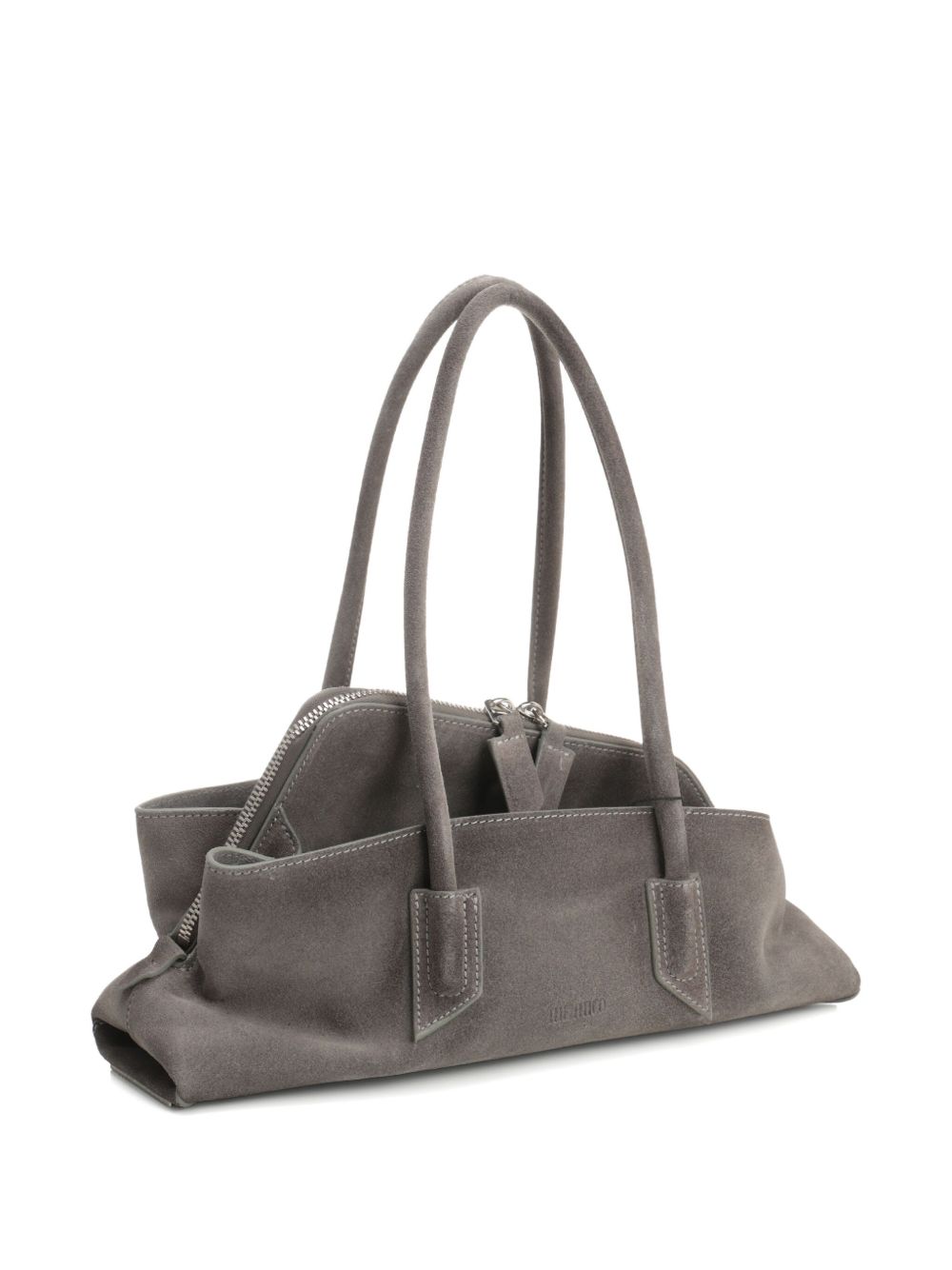 THE ATTICO Borsa a spalla La Passeggiata Small in suede grigio 