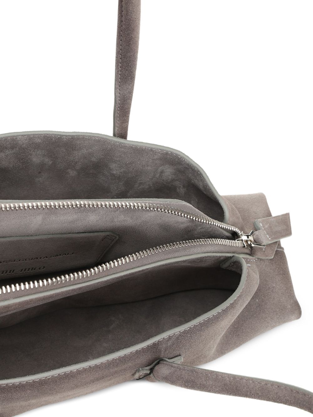 THE ATTICO Borsa a spalla La Passeggiata Small in suede grigio 