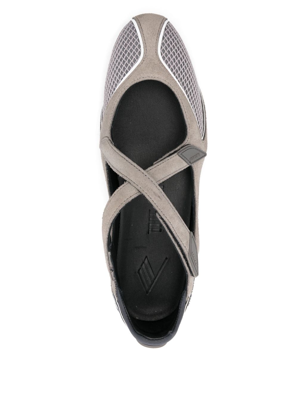 THE ATTICO Le ballerine Floor 01 Flat grigie con cinturini incrociati 