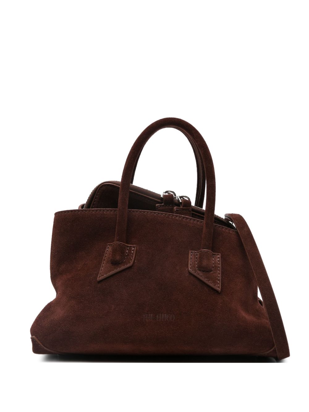 THE ATTICO Borsa a spalla La Passeggiata Mini in suede marrone 