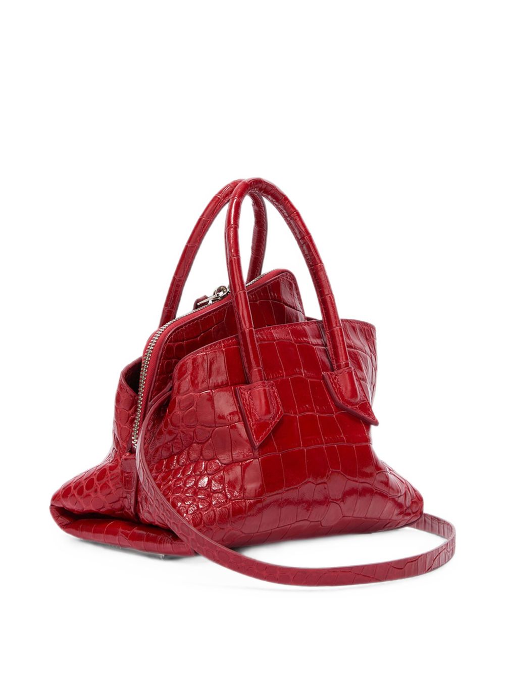 THE ATTICO Borsa a spalla La Passeggiata Mini rossa in pelle effetto cocco 