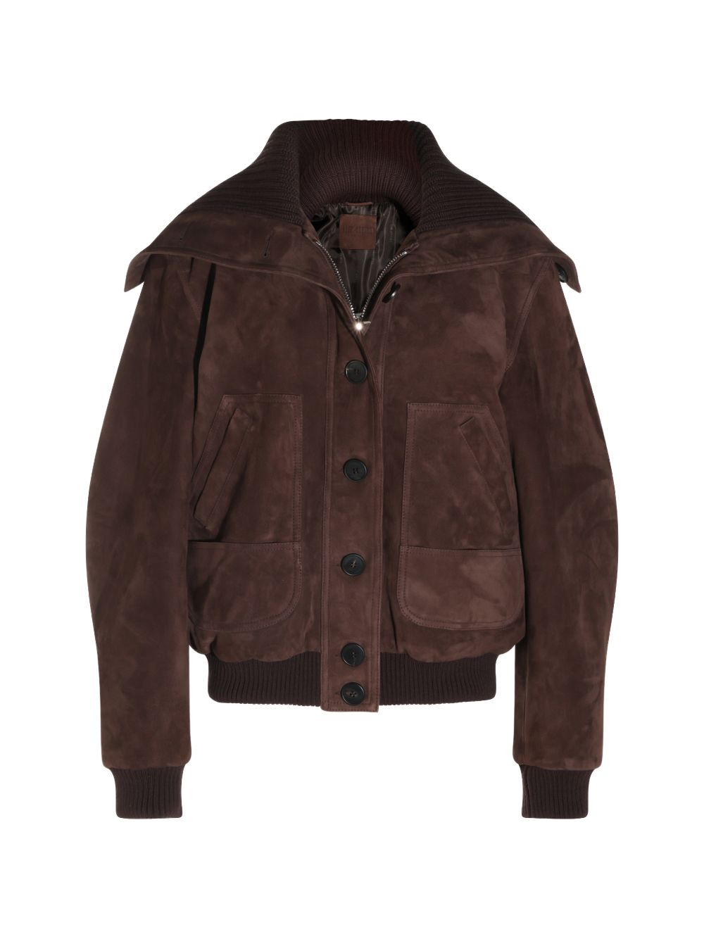THE ATTICO Giacca in suede marrone con zip 