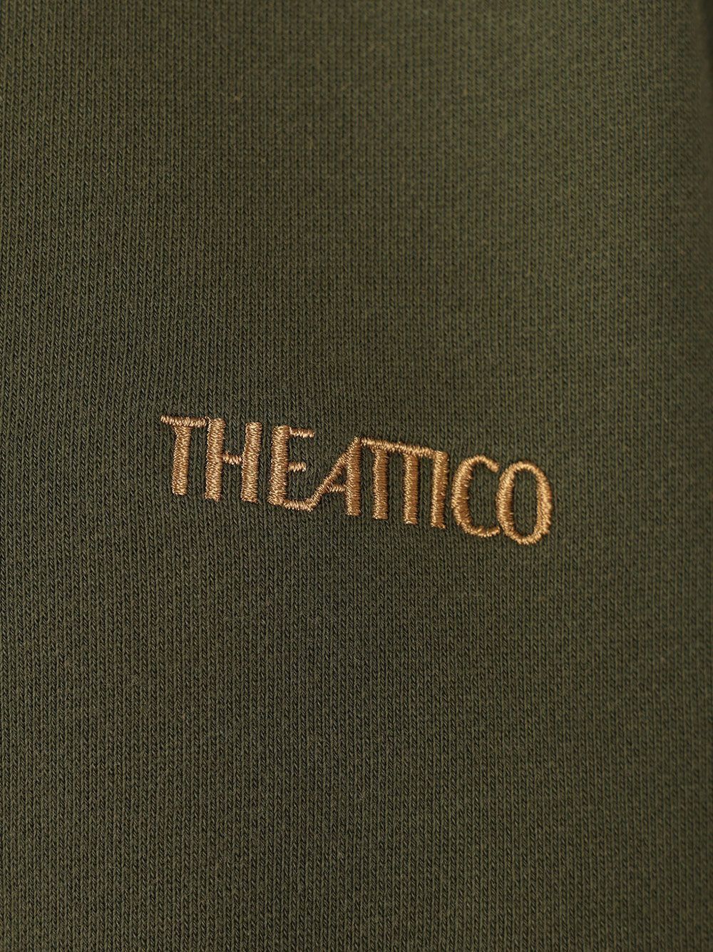 THE ATTICO Felpa verde oliva con logo ricamato e dettaglio cut-out 