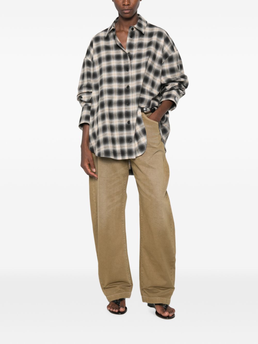 THE ATTICO Camicia oversize a quadri in cotone 