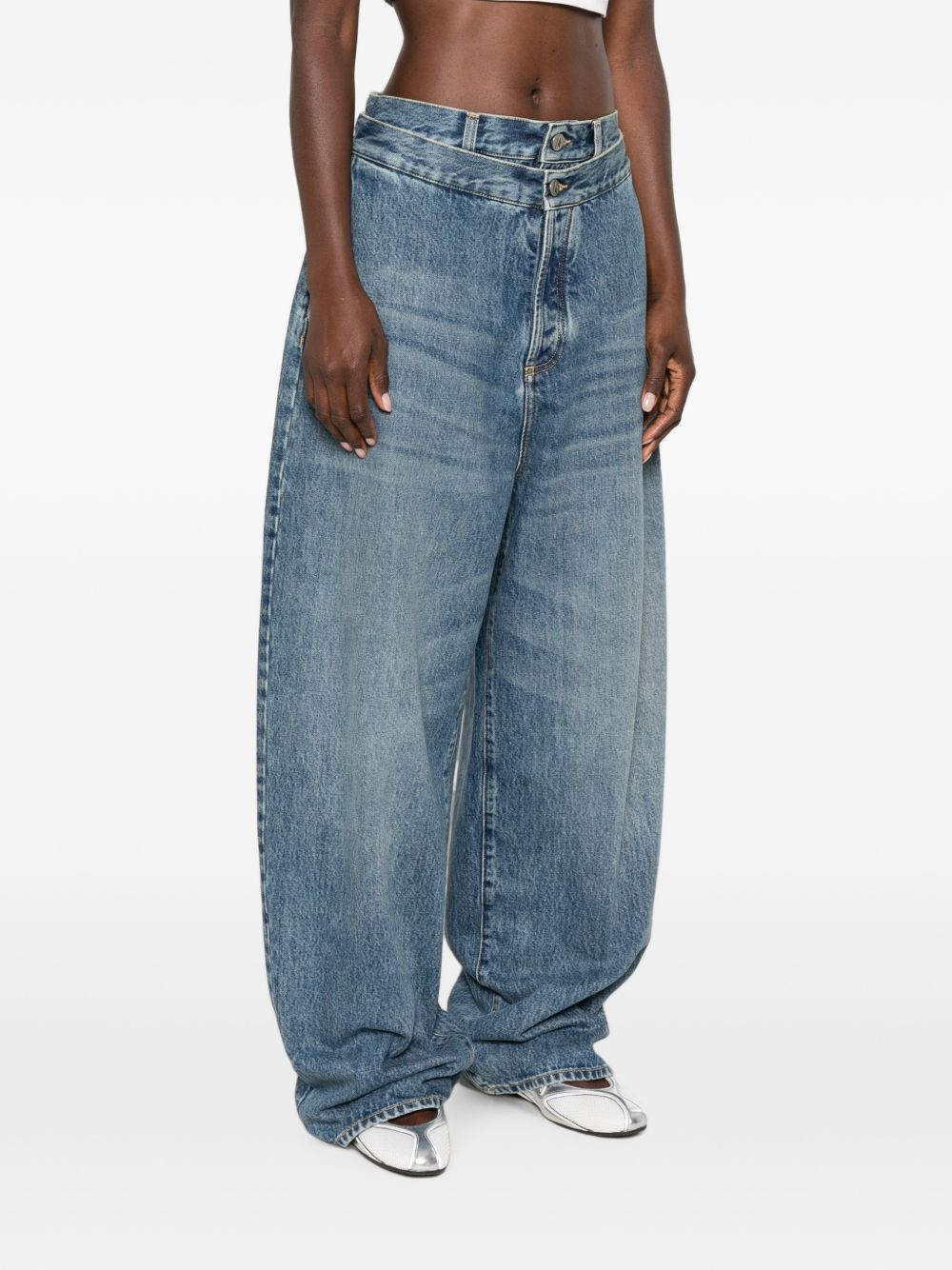 THE ATTICO Jeans barrel in cotone azzurro 
