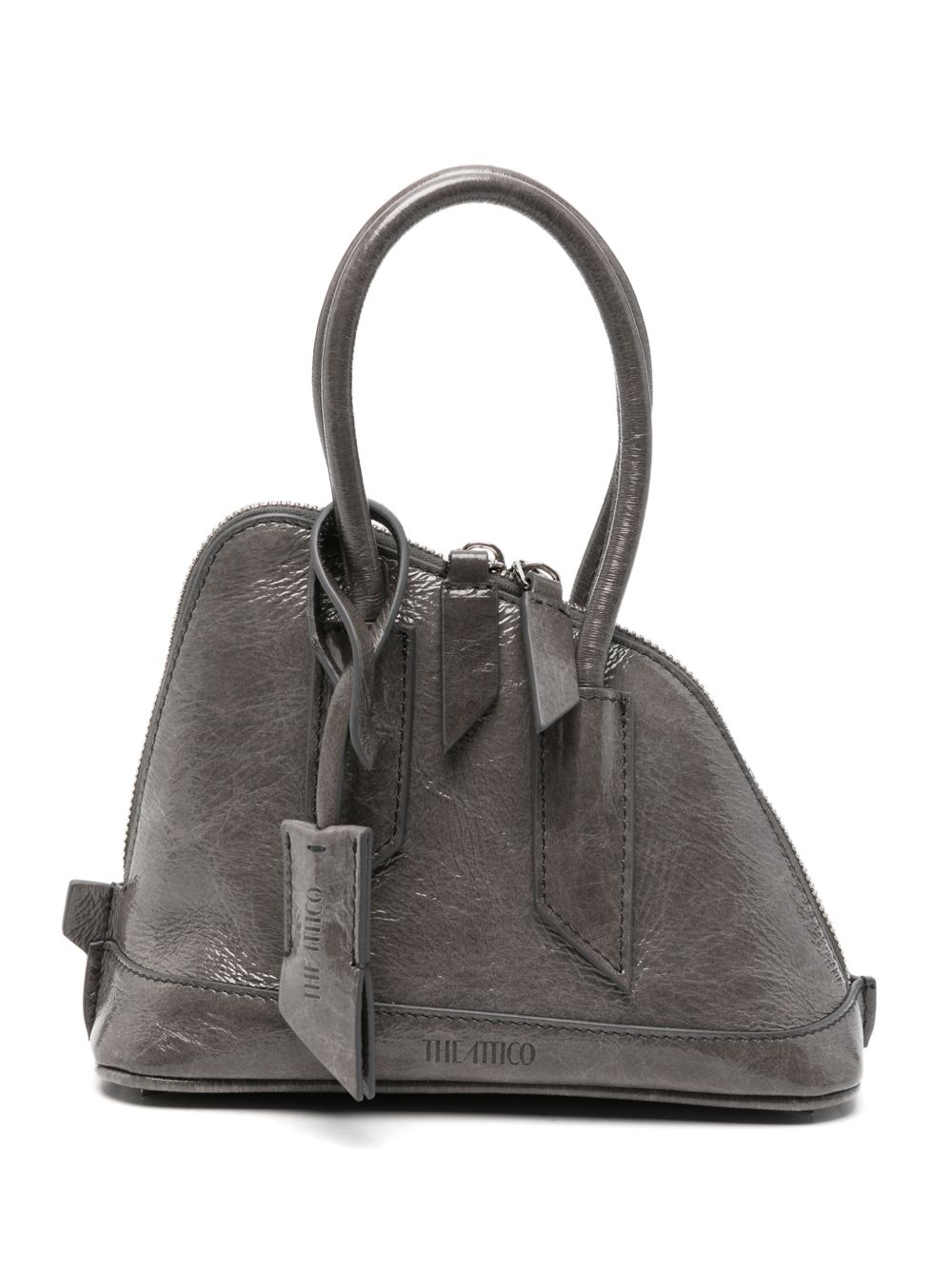 THE ATTICO Superattico borsa a mano con tracolla grigio perla lucido 