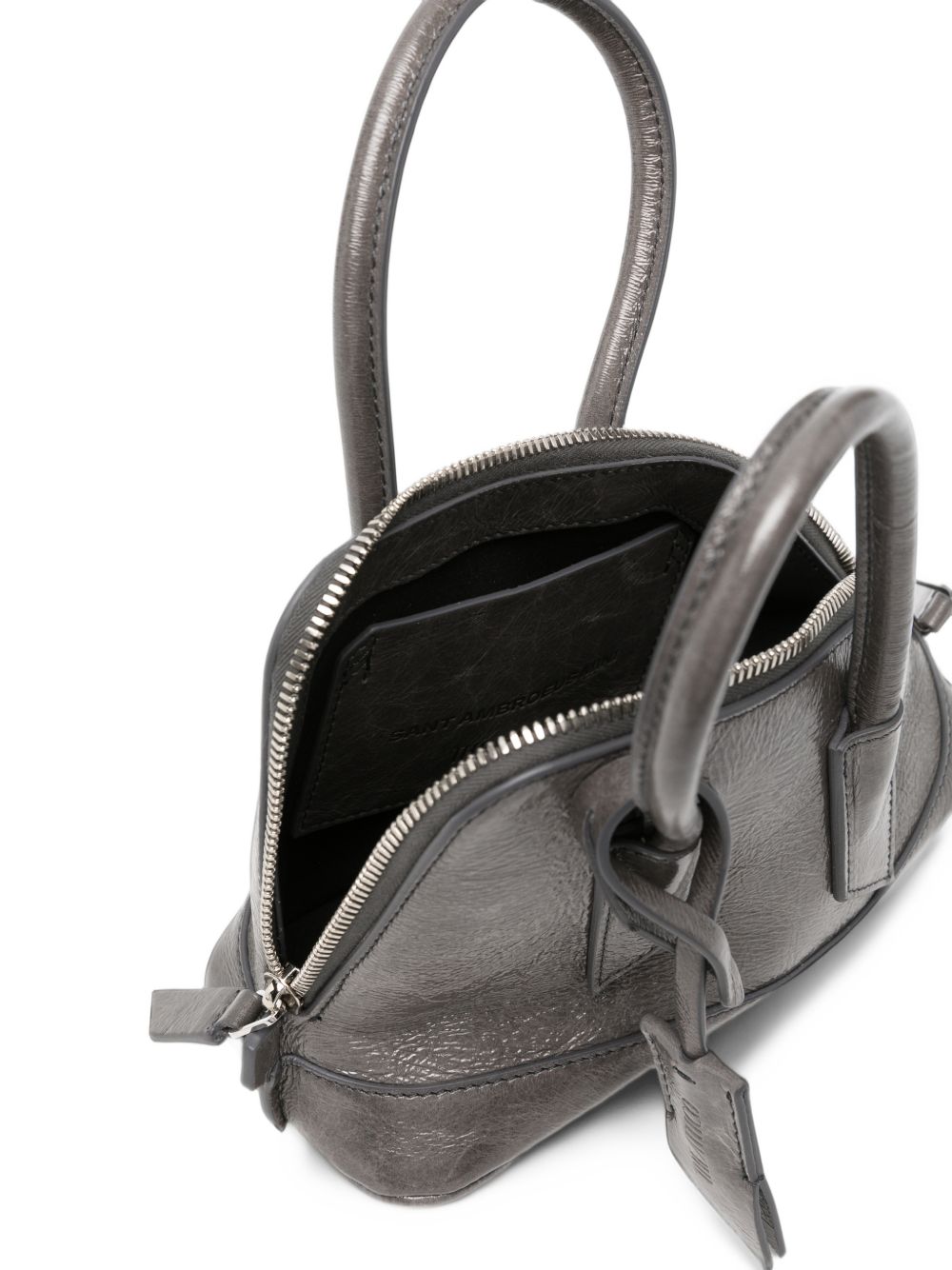 THE ATTICO Superattico borsa a mano con tracolla grigio perla lucido 