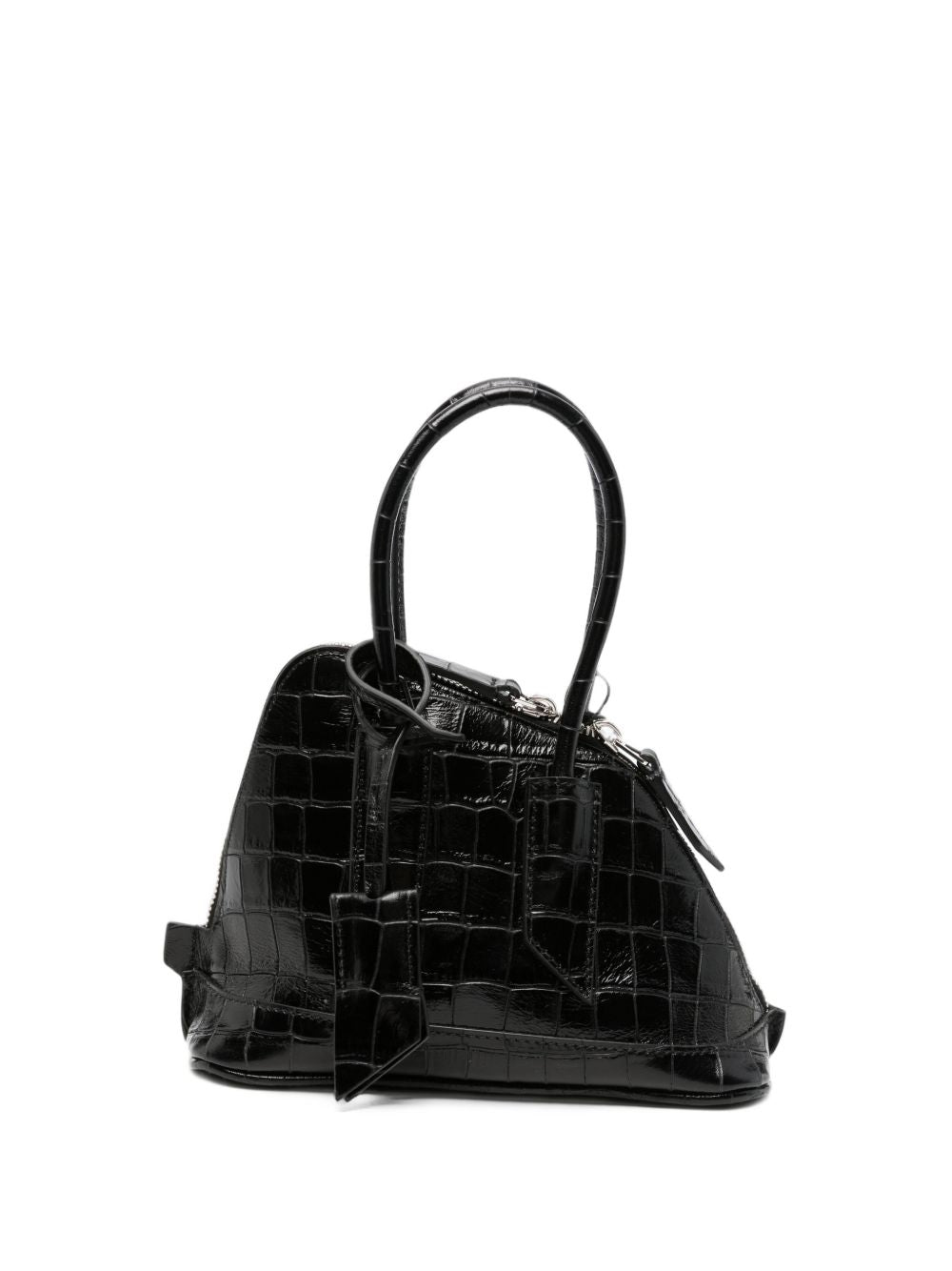 THE ATTICO Superattico borsa a mano con tracolla nero lucido 