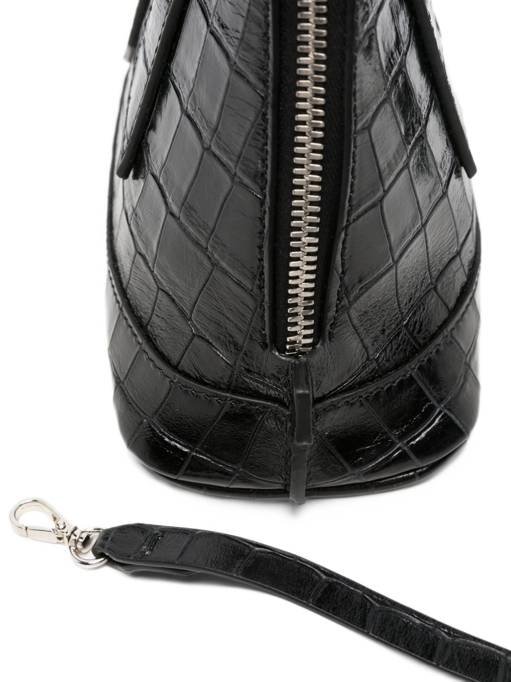 THE ATTICO Superattico borsa a mano con tracolla nero lucido 