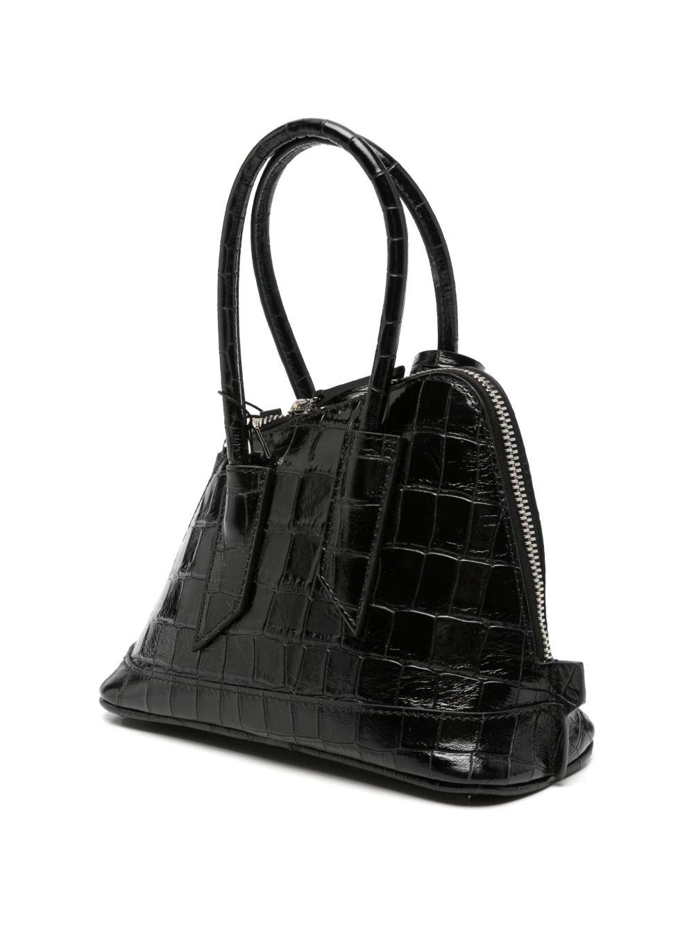 THE ATTICO Superattico borsa a mano con tracolla nero lucido 