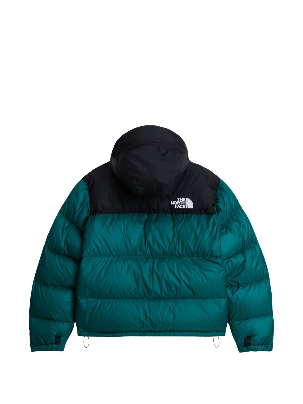 THE NORTH FACE Piumino corto con zip nero e verde con logo 