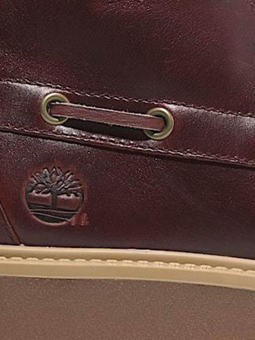 TIMBERLAND Stivaletti stringati marroni in pelle con suola carrarmato e frange 