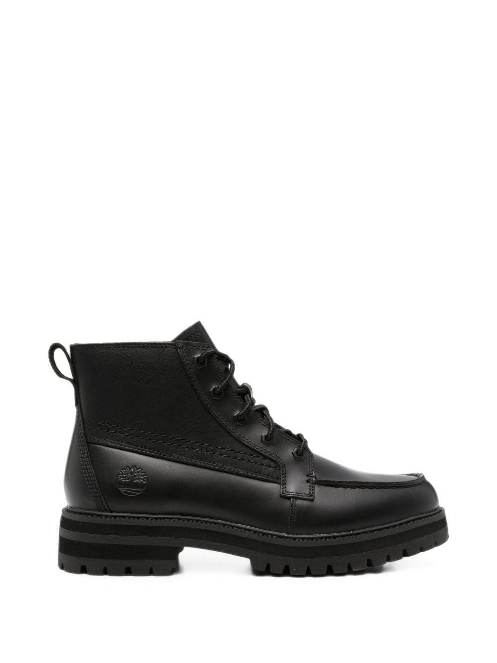 TIMBERLAND Stivaletto nero in pelle con logo impresso 