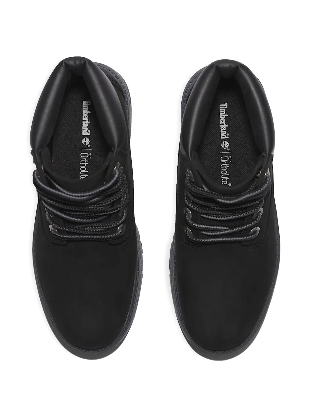 TIMBERLAND Stivaletti neri in suede con stringhe e suola carrarmato 