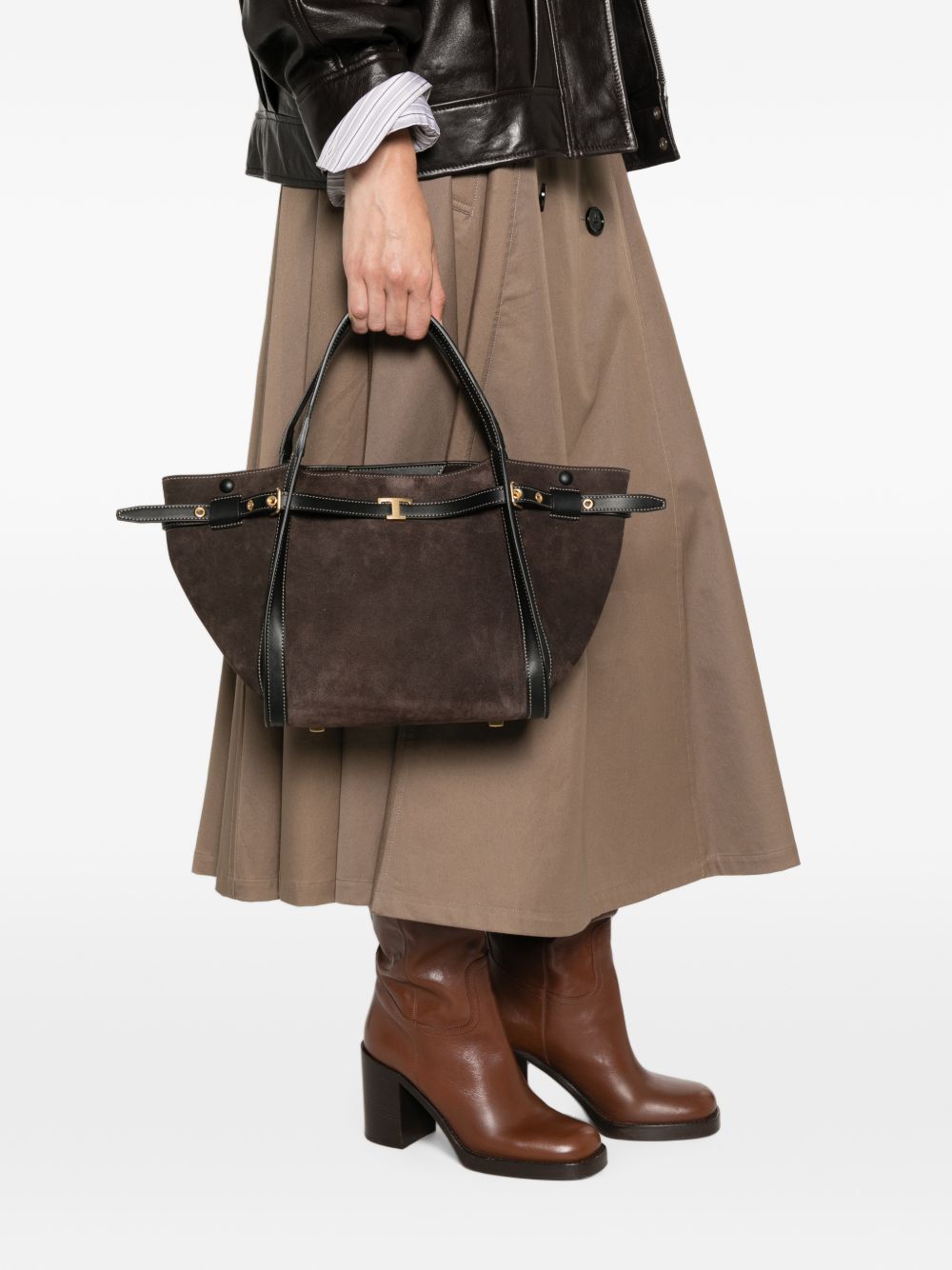 TODS Borsa a Spalla Mini in Pelle Marrone 