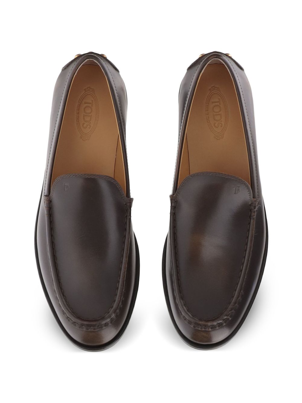 TODS Mocassini in pelle marrone scuro liscia 