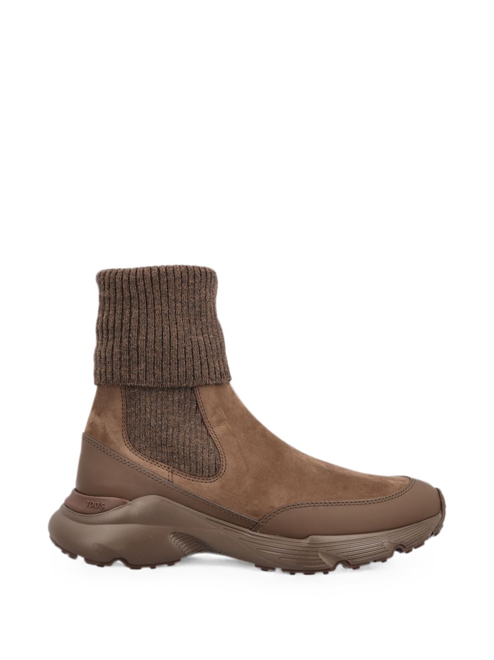 TODS Stivaletto Umo marrone in suede con design a calzino e suola sportiva 