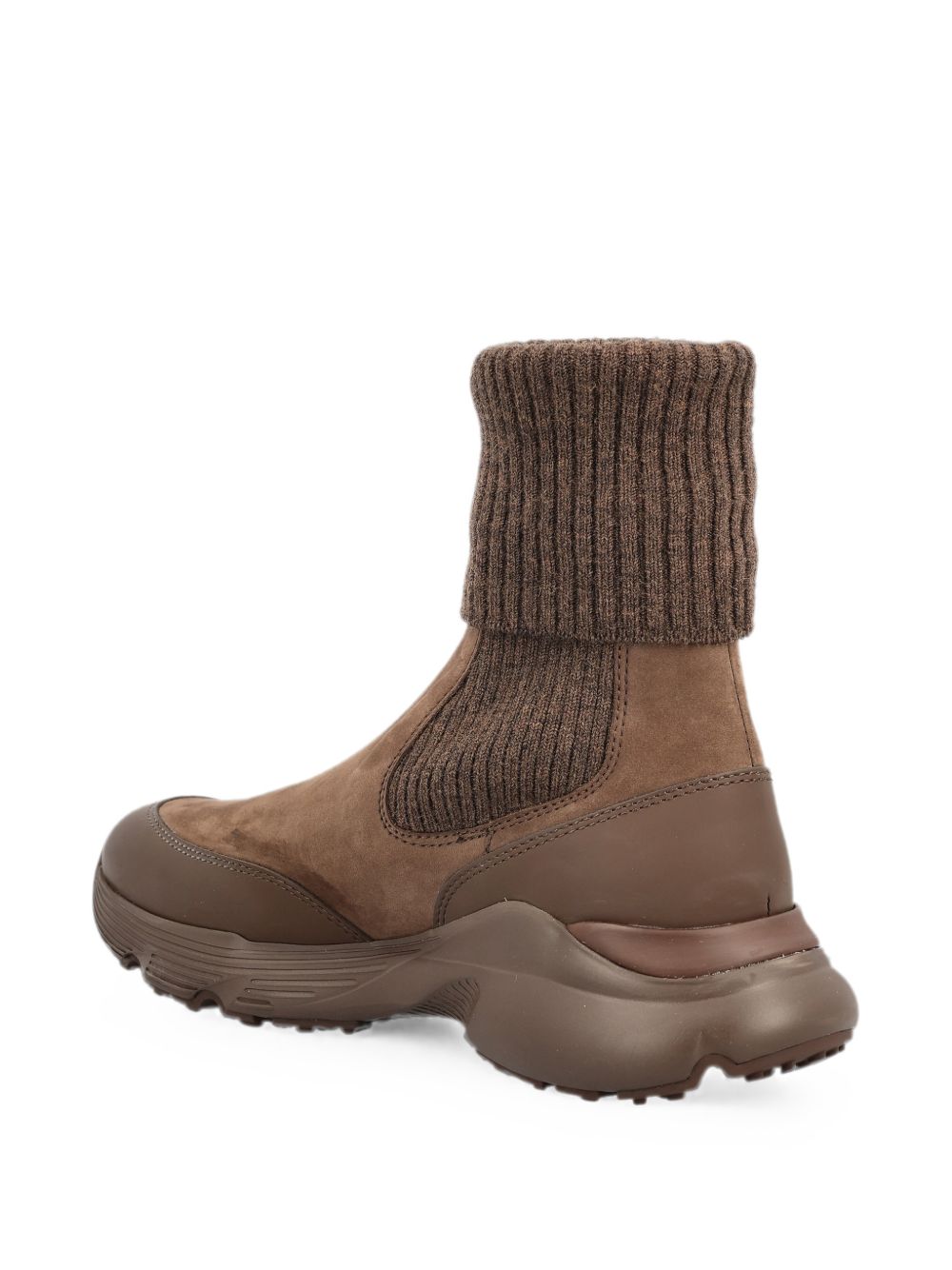 TODS Stivaletto Umo marrone in suede con design a calzino e suola sportiva 