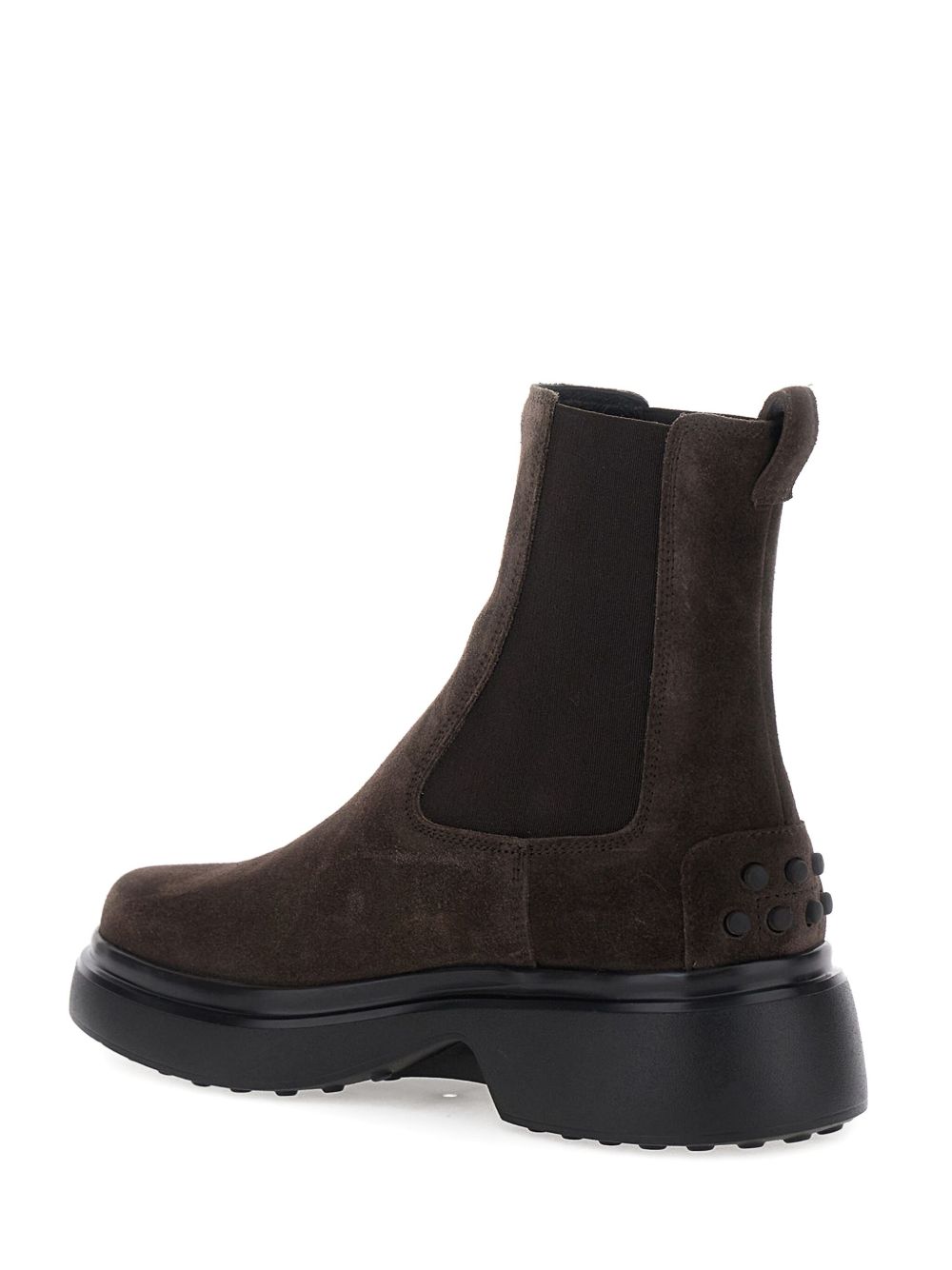 TODS Stivaletti marroni in suede con elastico alla caviglia e sul collo del piede 