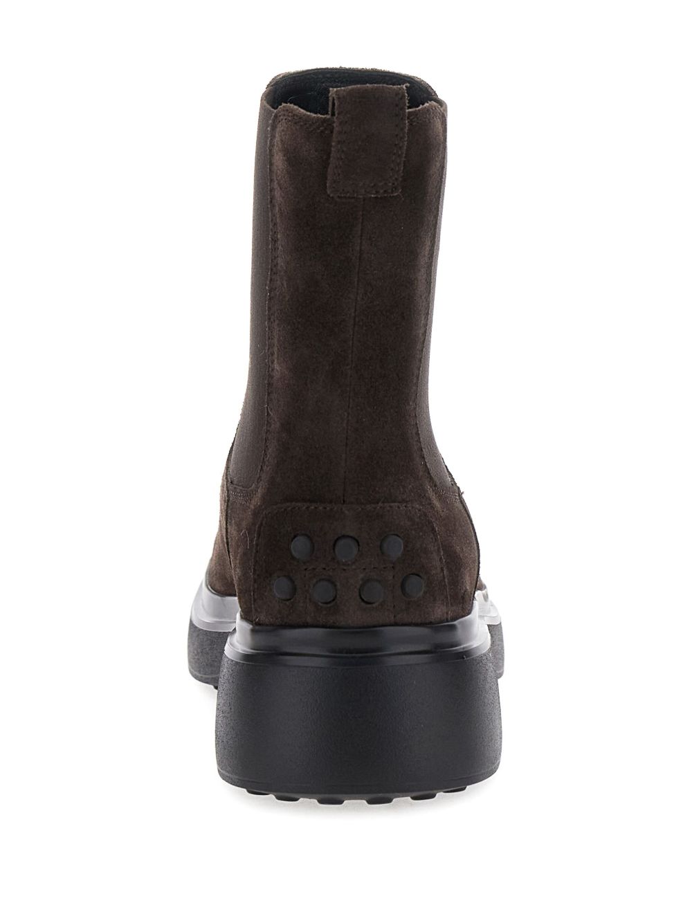 TODS Stivaletti marroni in suede con elastico alla caviglia e sul collo del piede 