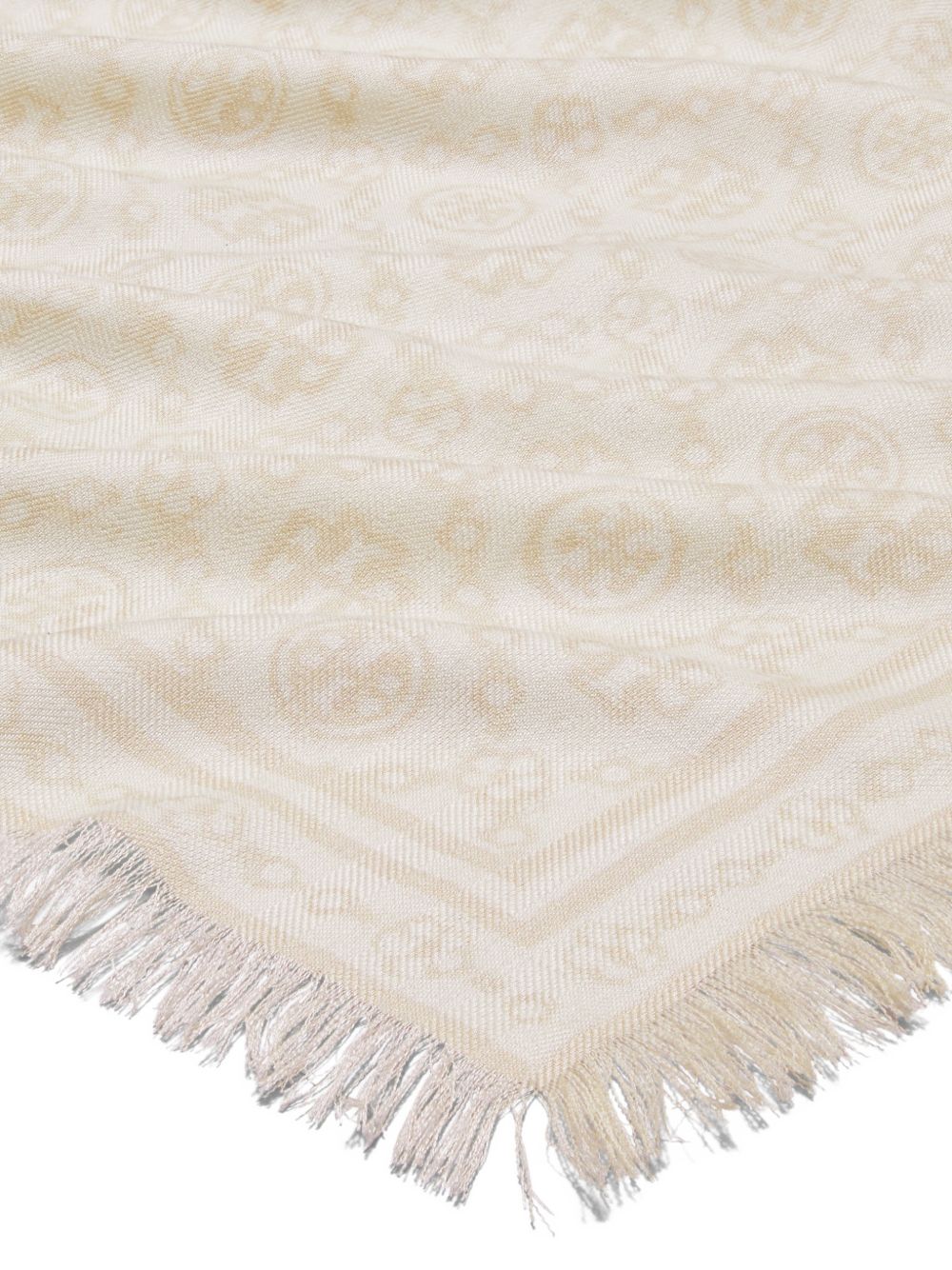 TORY BURCH Foulard lungo T Monogram floreale in lana seta e cashmere 