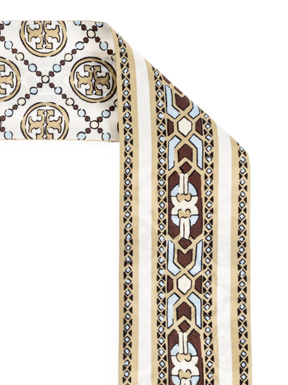 TORY BURCH Foulard cravatta in seta Monogram Deco Ribbon 