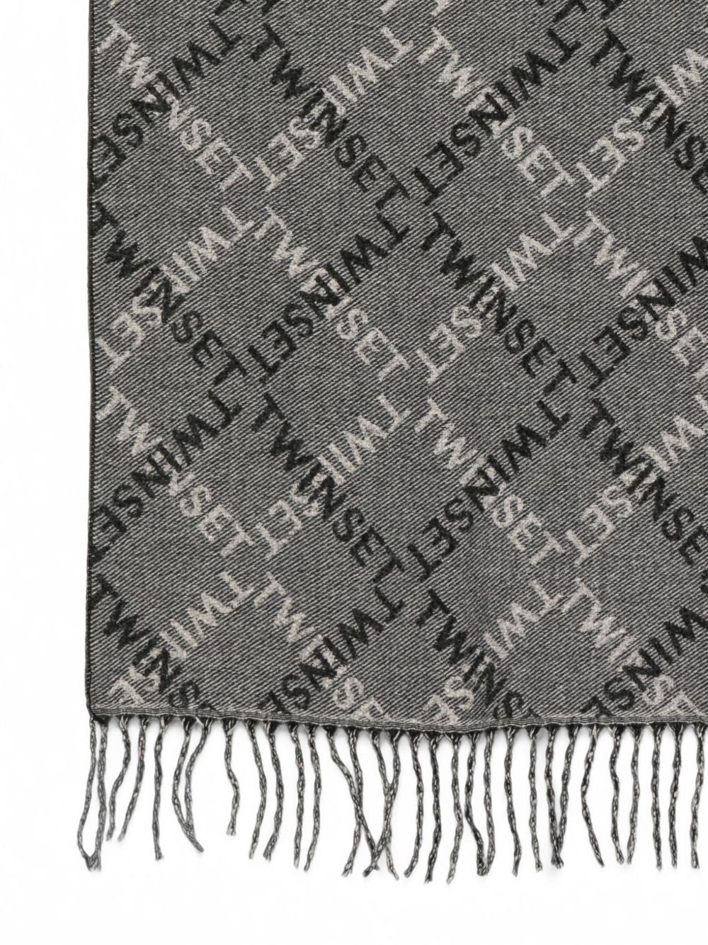 TWINSET Sciarpa grigia con frange 