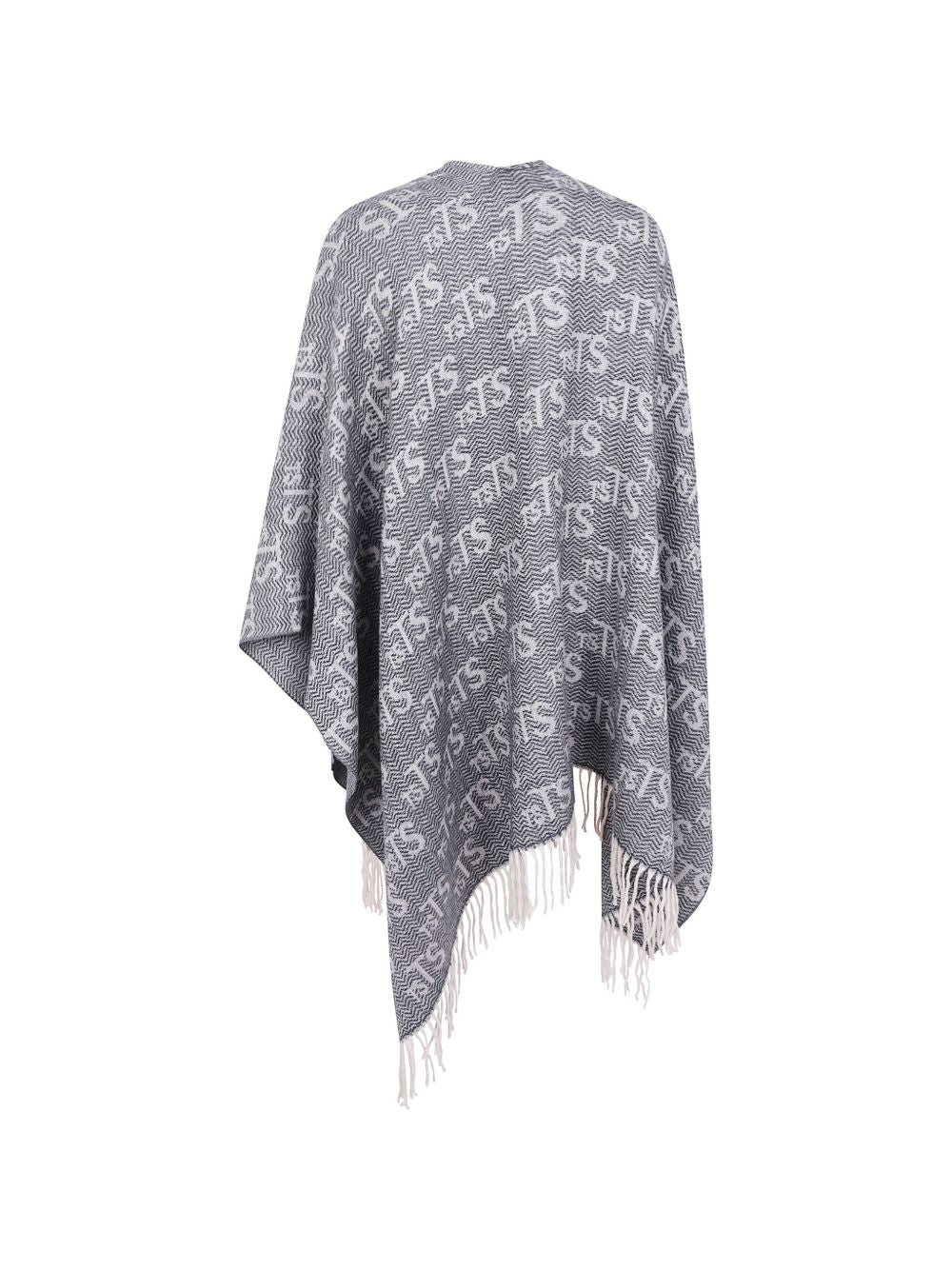 TWINSET Mantella grigia con frange 