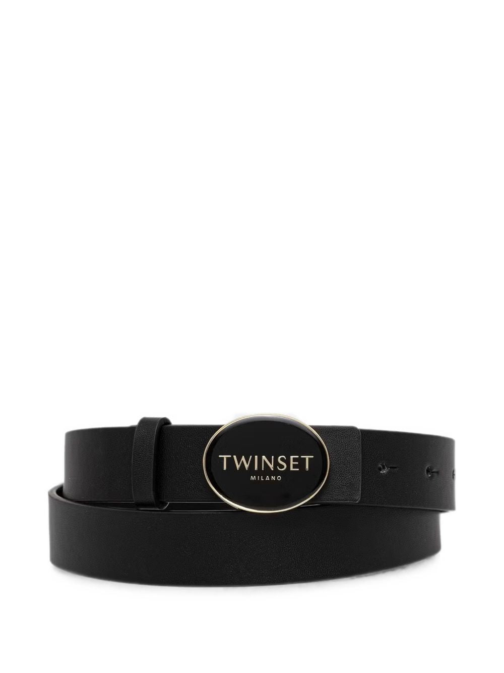TWINSET Cintura nera con placca con logo 