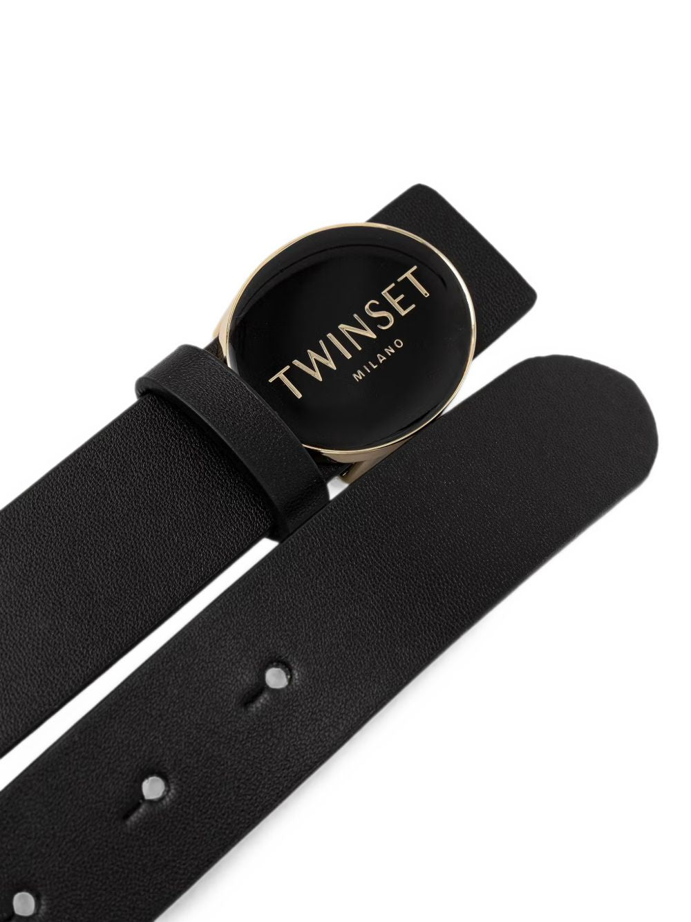 TWINSET Cintura nera con placca con logo 