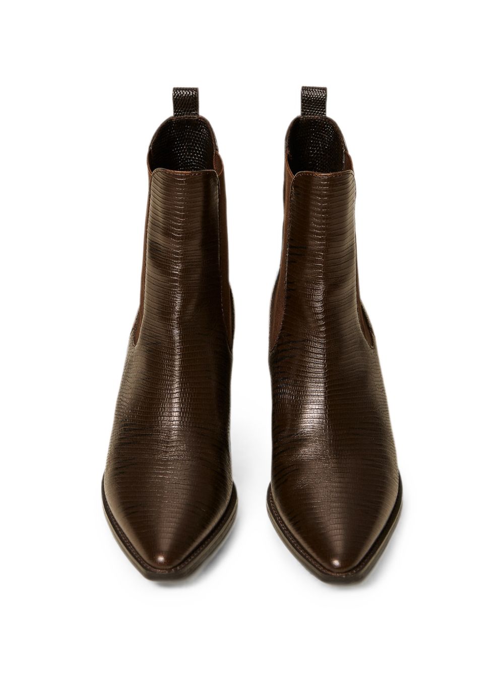 TWINSET Stivaletto texano marrone a punta con texture elastica 