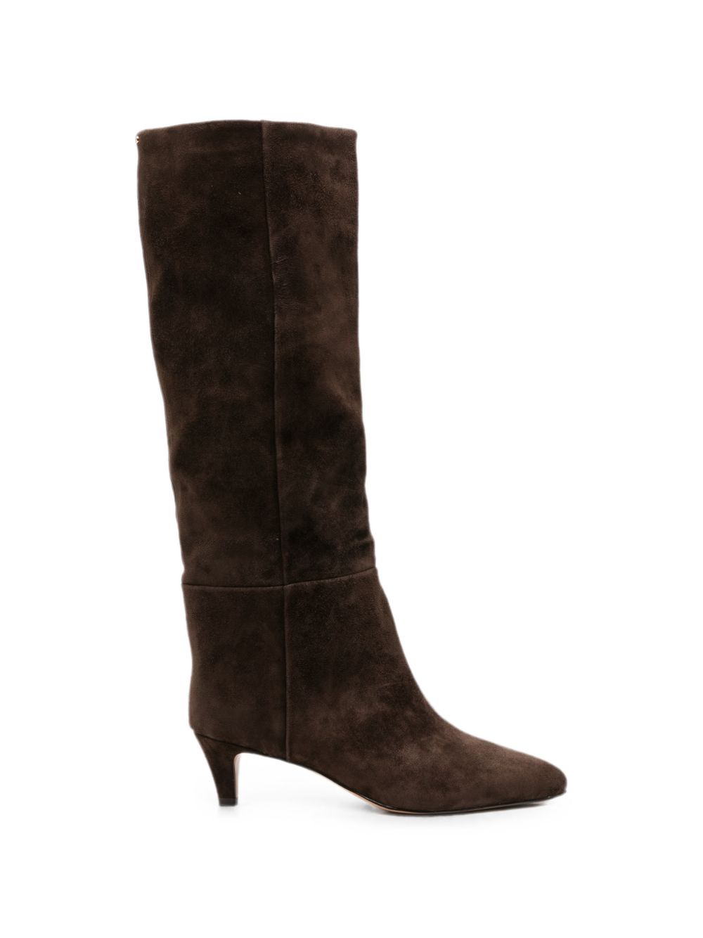 TWINSET Stivale alto marrone in suede ecopelle con tacco e punta stondata 
