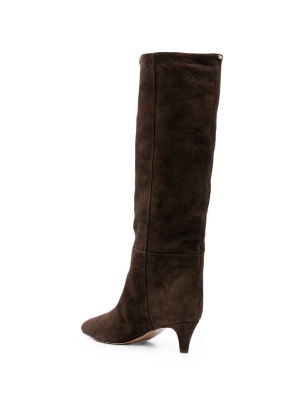 TWINSET Stivale alto marrone in suede ecopelle con tacco e punta stondata 
