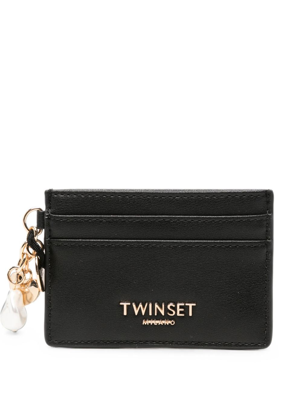 TWINSET Portacarte nero con dettagli oro 