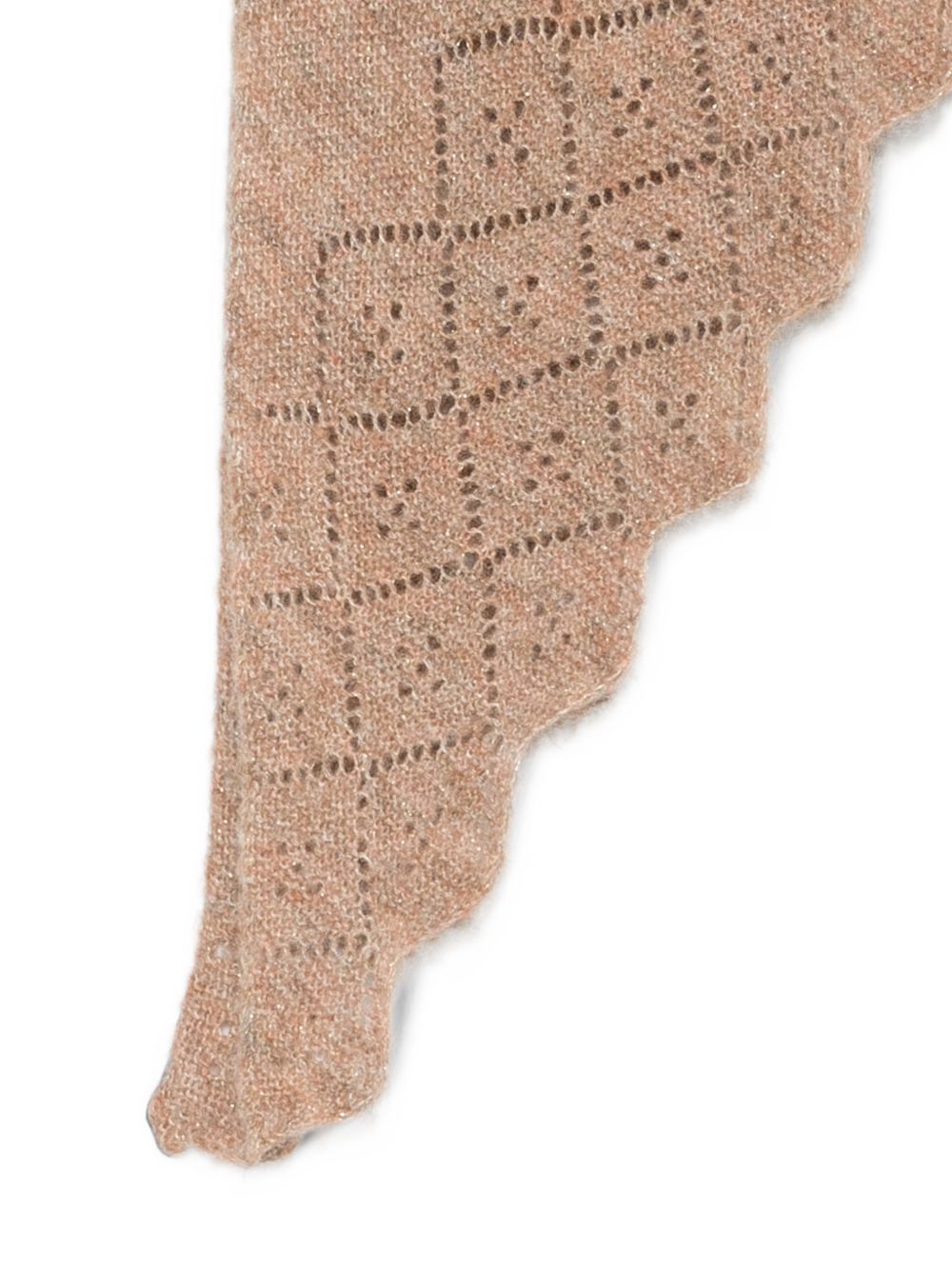 TWINSET Sciarpa triangolare ricamata color cammello 
