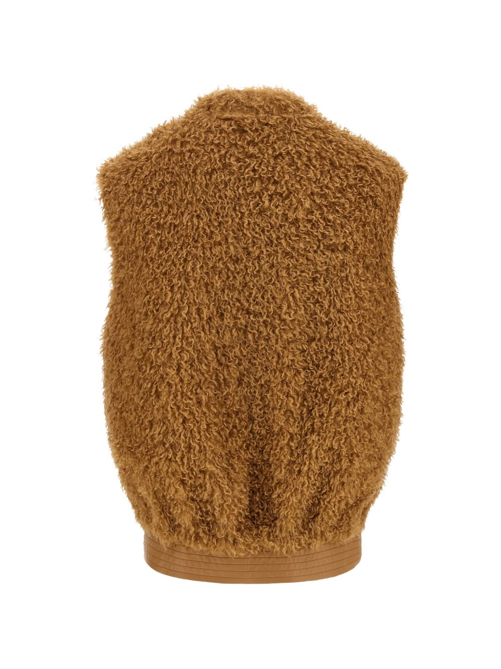 TWINSET Gilet doppiopetto marrone caramello in ecopelliccia 