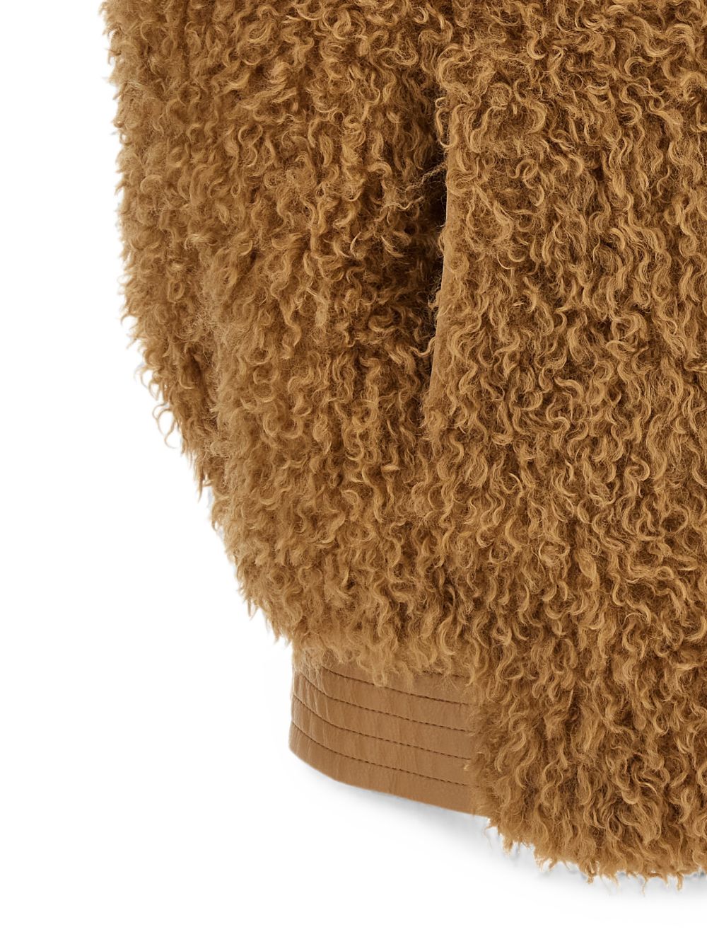 TWINSET Gilet doppiopetto marrone caramello in ecopelliccia 