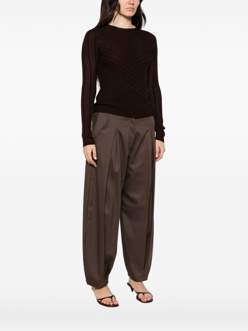 TWINSET Maglia slim girocollo con texture traforata 
