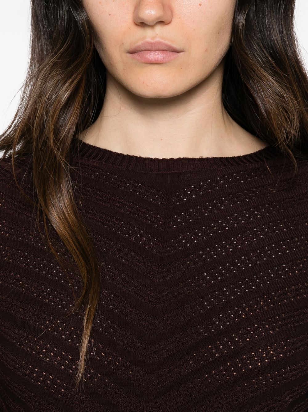 TWINSET Maglia slim girocollo con texture traforata 