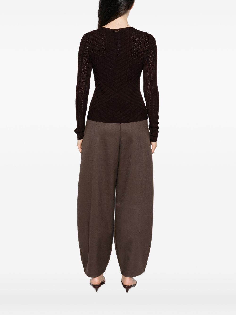 TWINSET Maglia slim girocollo con texture traforata 