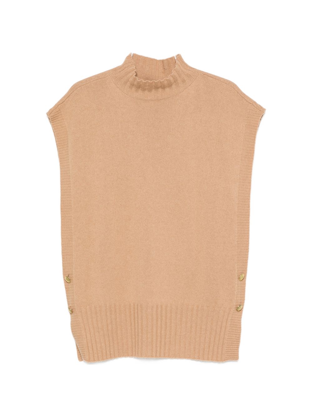 TWINSET Gilet color cammello con collo alto 