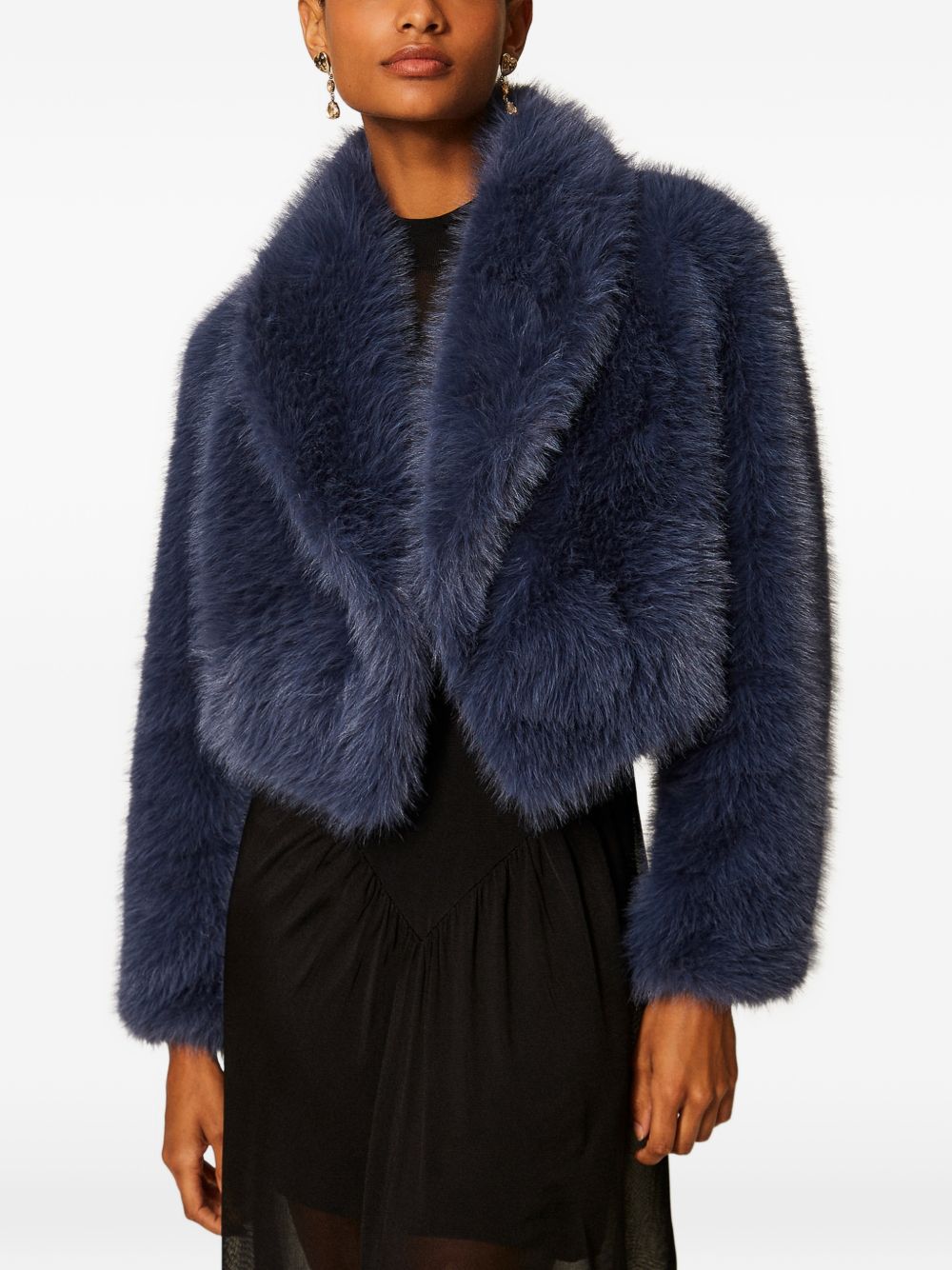 TWINSET Ecopelliccia blu crop 