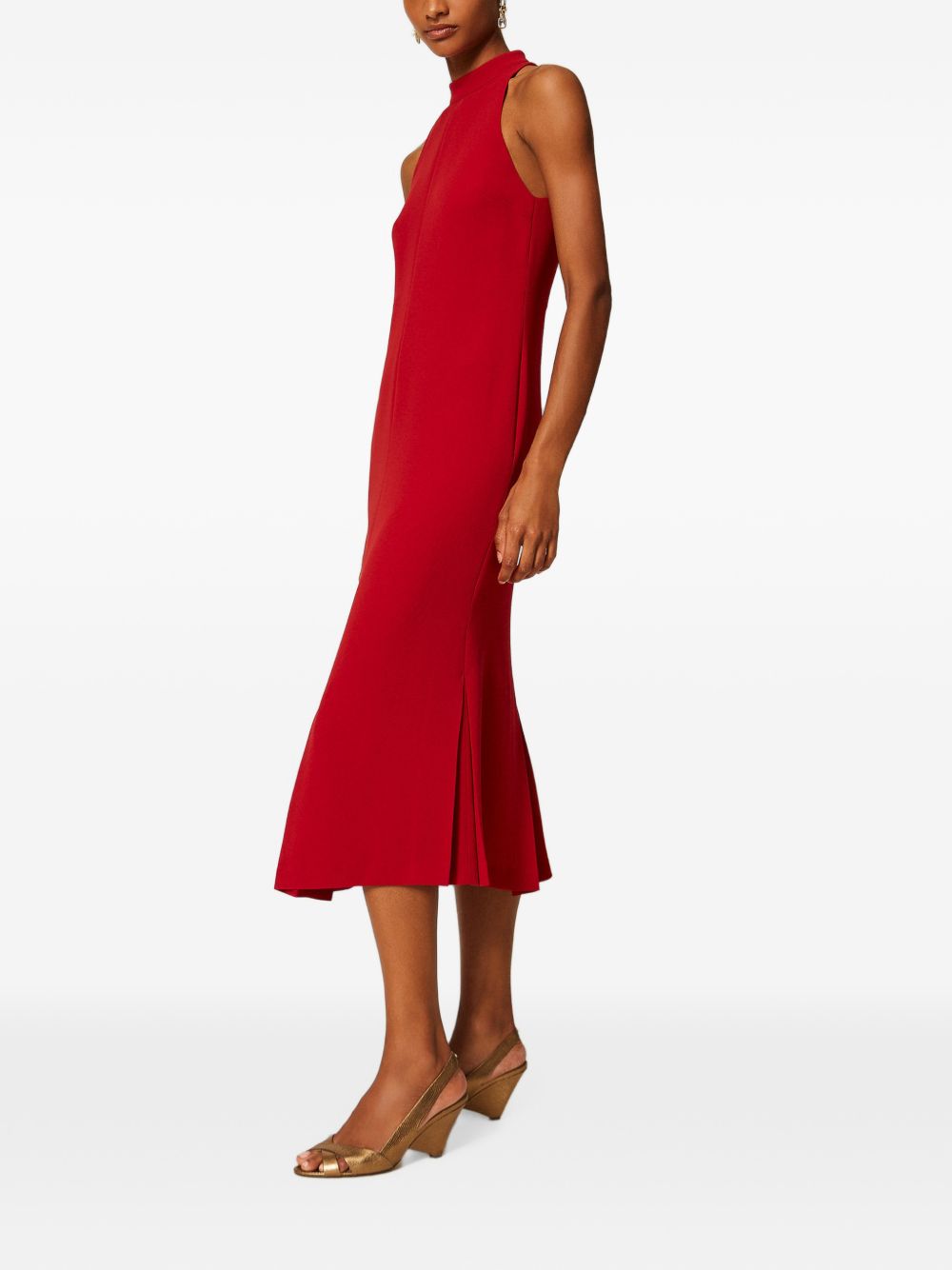 TWINSET Abito midi halter in crepe rosso 