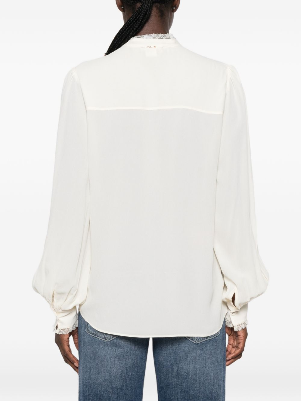 TWINSET Camicia color panna con fiocco 