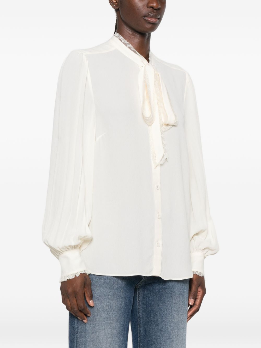 TWINSET Camicia color panna con fiocco 