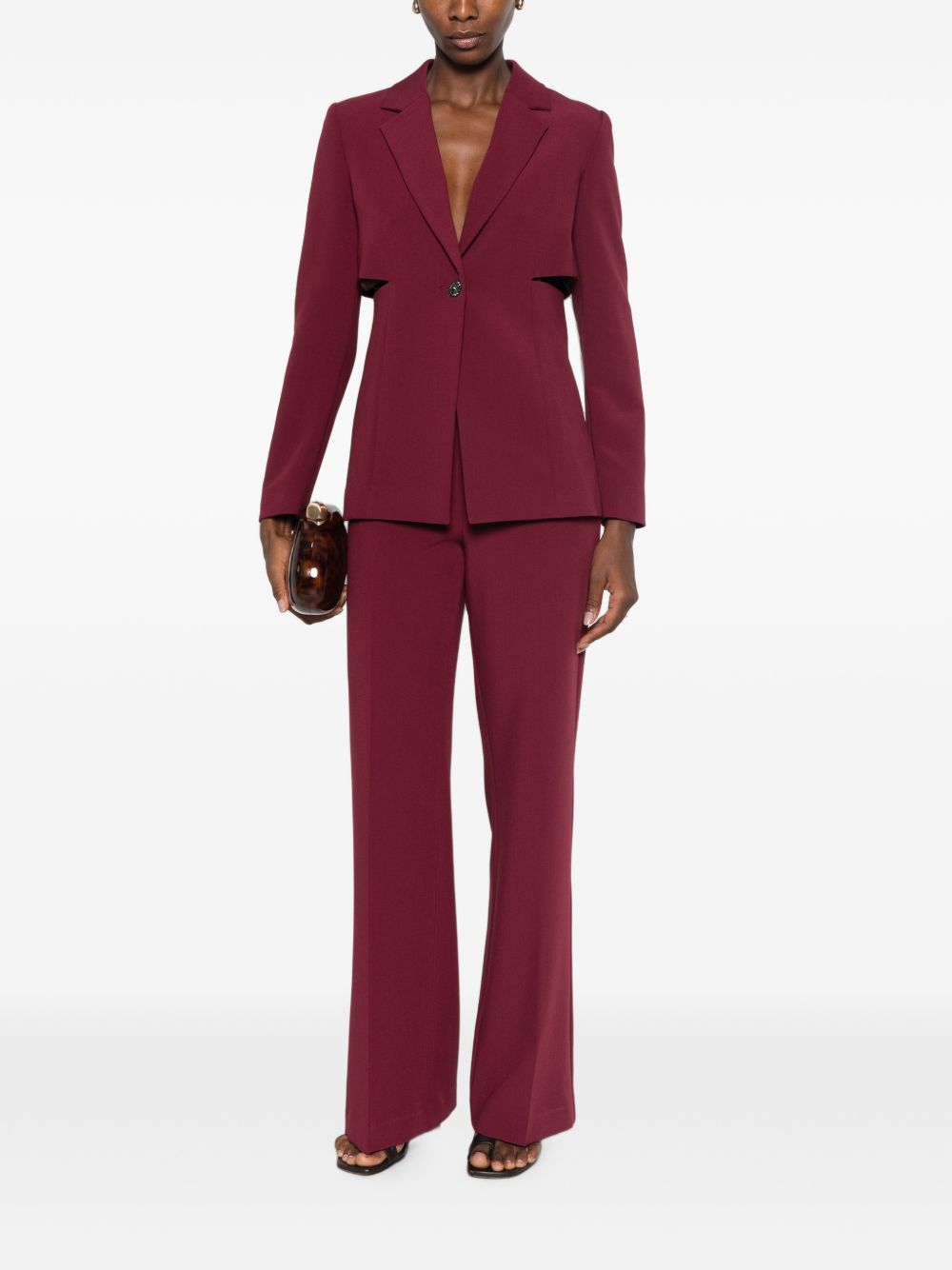 TWINSET Blazer monopetto bordeaux con dettagli cut-out 